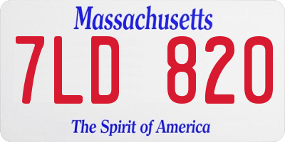 MA license plate 7LD820