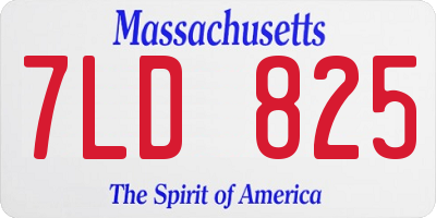 MA license plate 7LD825
