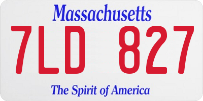 MA license plate 7LD827
