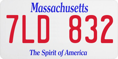 MA license plate 7LD832