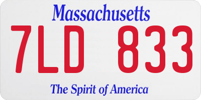 MA license plate 7LD833