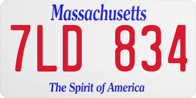 MA license plate 7LD834