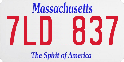 MA license plate 7LD837