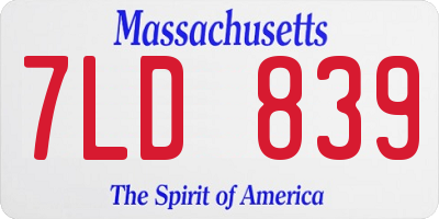 MA license plate 7LD839