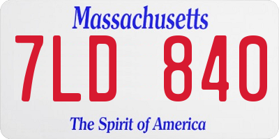 MA license plate 7LD840
