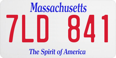 MA license plate 7LD841