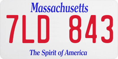 MA license plate 7LD843