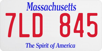 MA license plate 7LD845