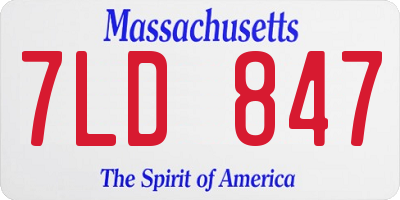 MA license plate 7LD847