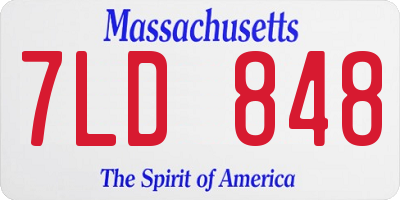 MA license plate 7LD848