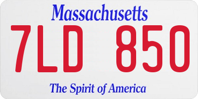 MA license plate 7LD850