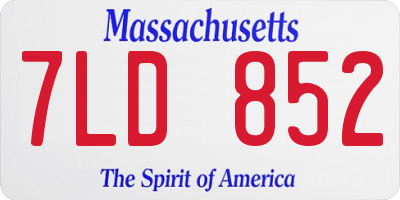 MA license plate 7LD852