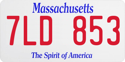 MA license plate 7LD853