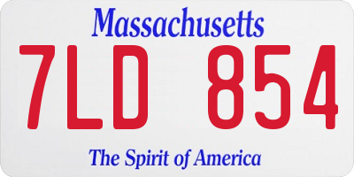 MA license plate 7LD854