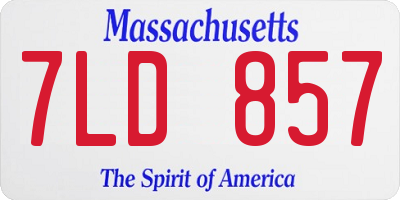 MA license plate 7LD857