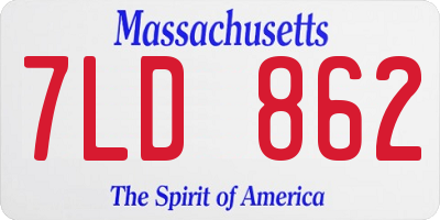 MA license plate 7LD862
