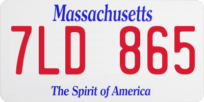 MA license plate 7LD865