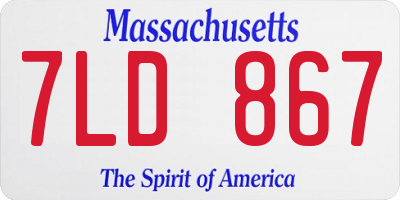 MA license plate 7LD867