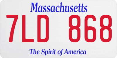 MA license plate 7LD868