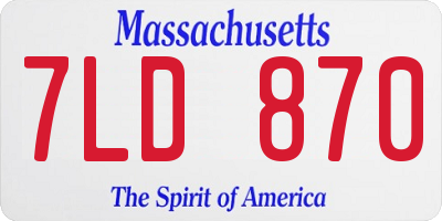 MA license plate 7LD870