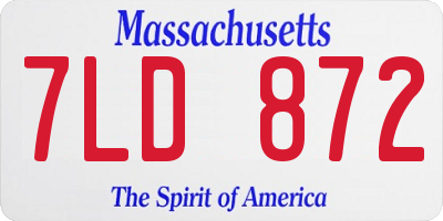 MA license plate 7LD872