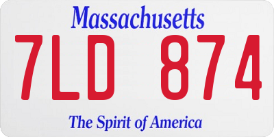 MA license plate 7LD874