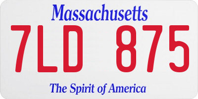 MA license plate 7LD875