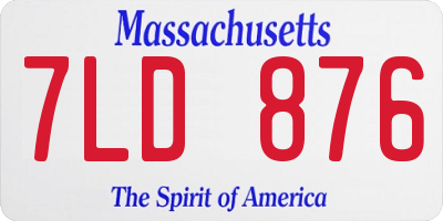 MA license plate 7LD876