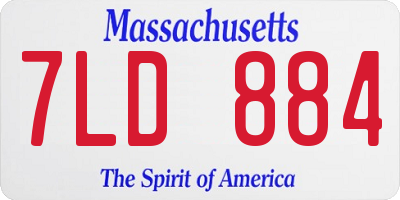 MA license plate 7LD884