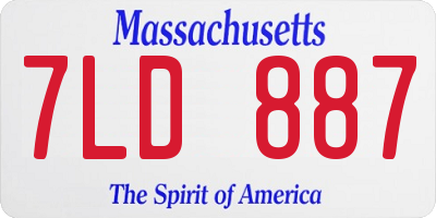 MA license plate 7LD887