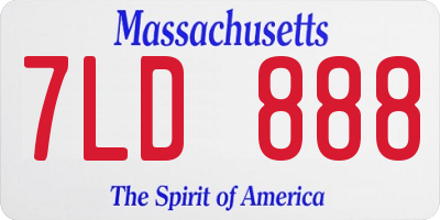 MA license plate 7LD888