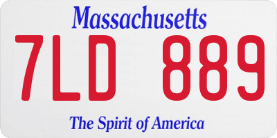MA license plate 7LD889
