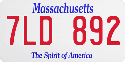 MA license plate 7LD892
