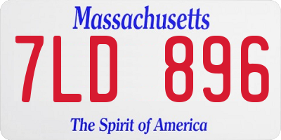 MA license plate 7LD896