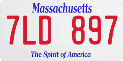 MA license plate 7LD897