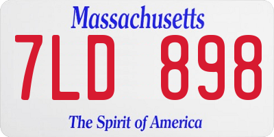 MA license plate 7LD898