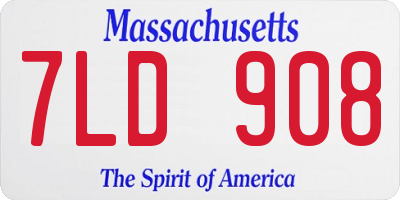 MA license plate 7LD908