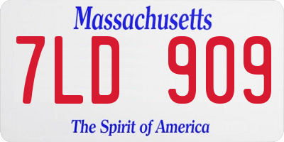 MA license plate 7LD909