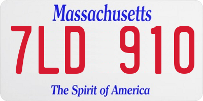 MA license plate 7LD910