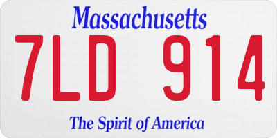 MA license plate 7LD914