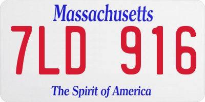 MA license plate 7LD916