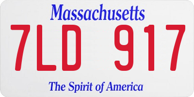 MA license plate 7LD917
