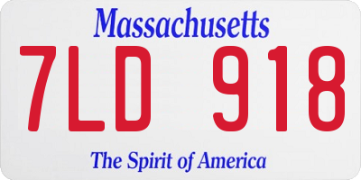 MA license plate 7LD918