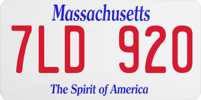 MA license plate 7LD920