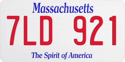 MA license plate 7LD921