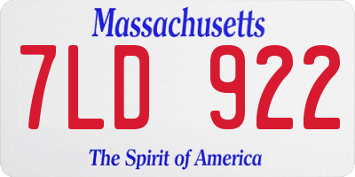 MA license plate 7LD922