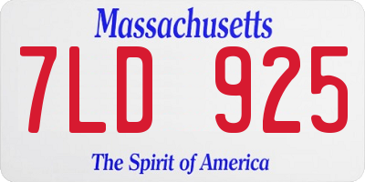 MA license plate 7LD925