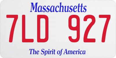 MA license plate 7LD927
