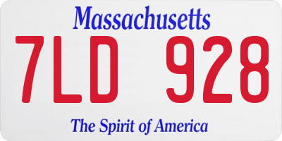 MA license plate 7LD928