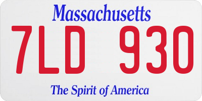 MA license plate 7LD930